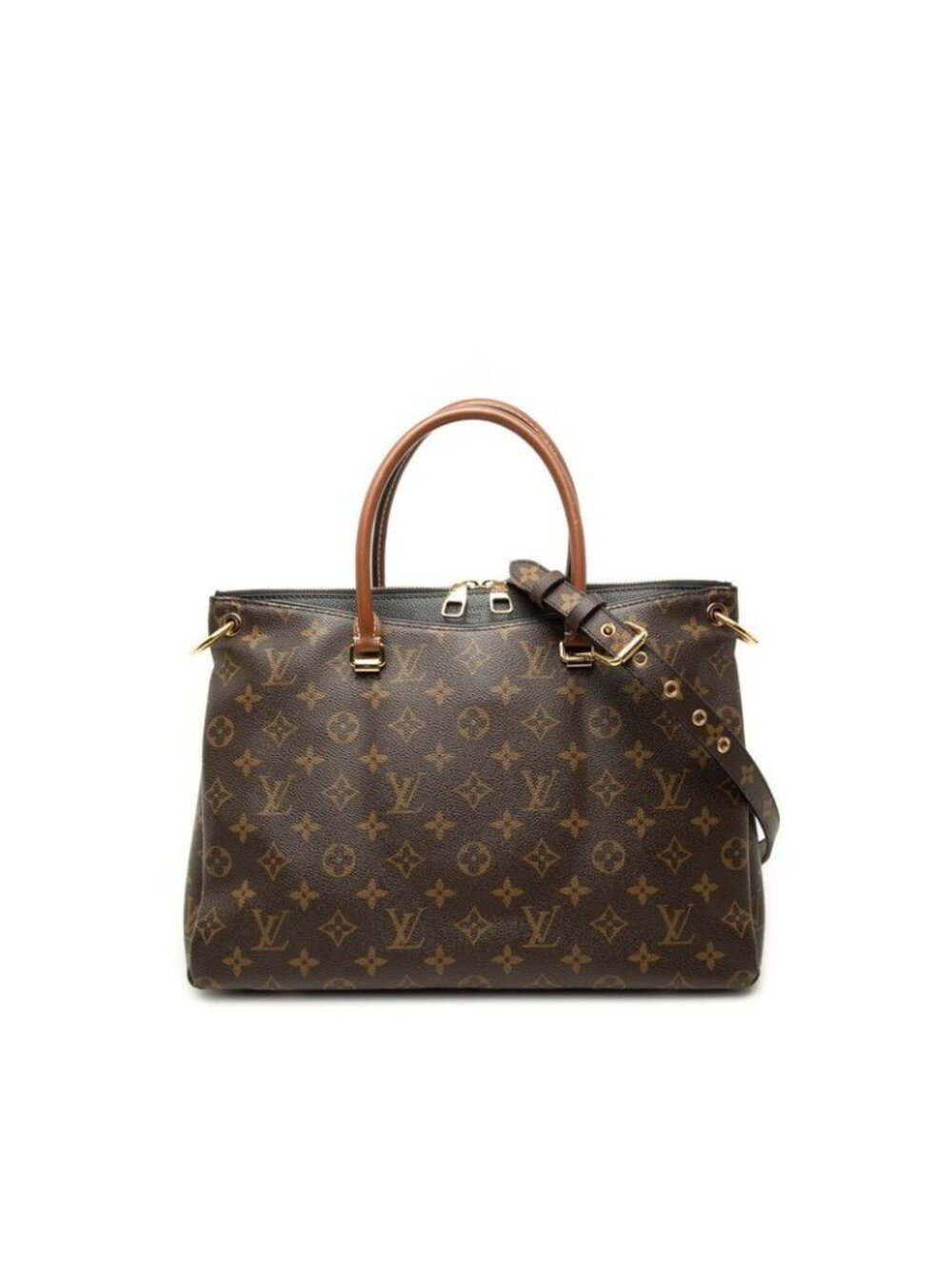 Louis Vuitton Monogram Pallas 2-Way Shoulder Bag Brown Black Leather